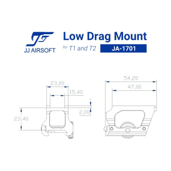 JJ Airsoft - Montaż Low Drag do kolimatorów T1 oraz T2  - Black