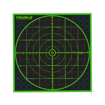 TruGlo - Samoprzylepne tarcze strzeleckie TruSee z zaklejkami - 100 Yard - 305 x 305 mm - Zielone fluorescencyjne - 6 szt. - TG-TG10A6