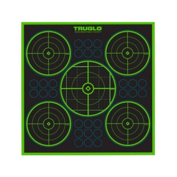 TruGlo - Samoprzylepne tarcze strzeleckie TruSee z zaklejkami - 5-Bull - 305 x 305 mm - Zielone fluorescencyjne - 6 szt. - TG-TG11A6