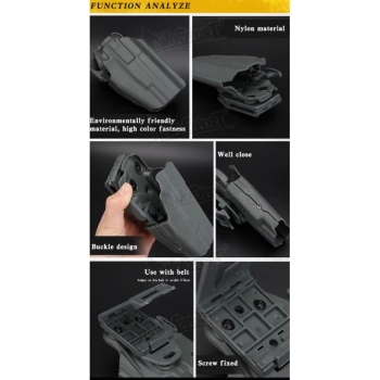 WoSport - Uniwersalna Kabura na Pas GB35 Full Size (Glock 17, P226, M92F) - Black