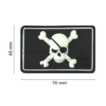 JTG - Naszywka 3D PVC - Pirate Skull - Fosforyzująca